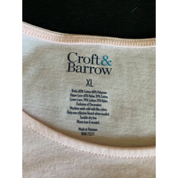 Croft & Barrow Womens Size XLarge Pink Lace Front Short Sleeve Top - Picture 2 of 6